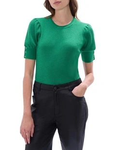 Clare Merino Knit Jumper in Shamrock Green