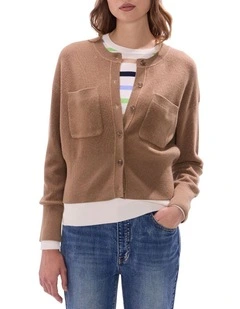 Raven Wool Blend Cardigan in Nut Brown