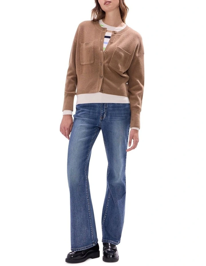 Raven Wool Blend Cardigan in Nut Brown image 2