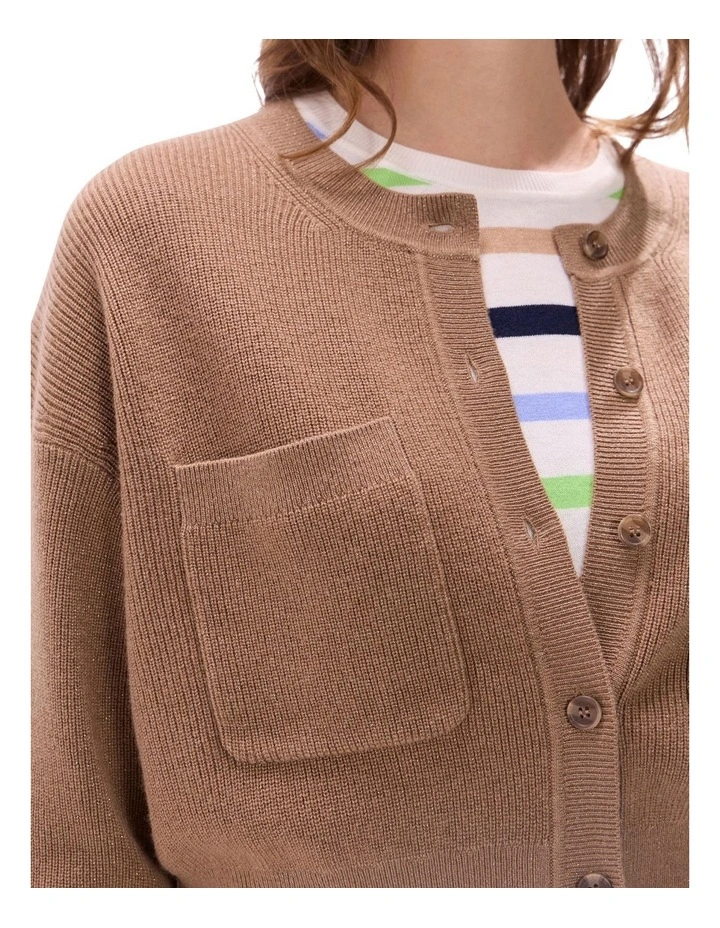 Raven Wool Blend Cardigan in Nut Brown image 3