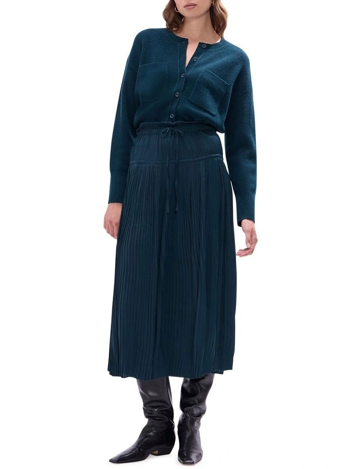 Raven Wool Blend Cardigan in Deep Forest image 2