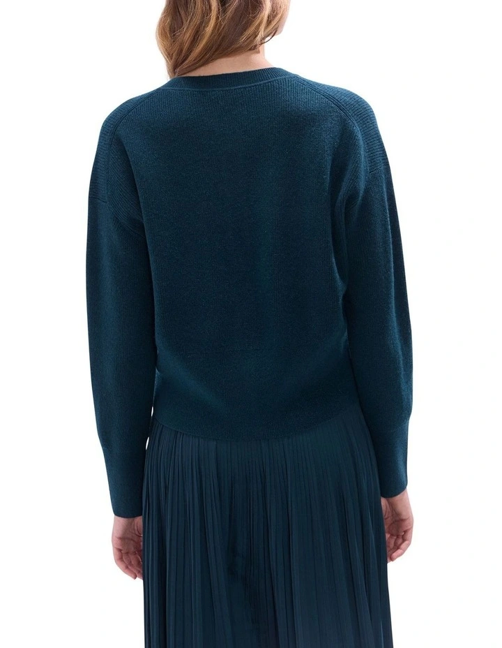 Raven Wool Blend Cardigan in Deep Forest image 4