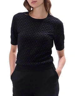 Shimmer Flames Knit Jumper in Black