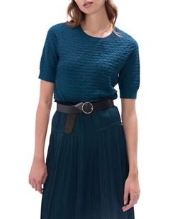 Shimmer Flames Knit Jumper in Deep Forest