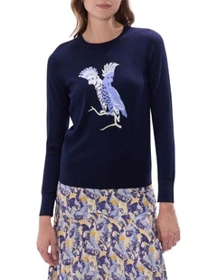 Wings And Ruin Csc Knit Jumper in Navy Multi
