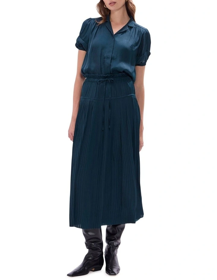 Karu Pleated Midi Skirt in Deep Forest image 1