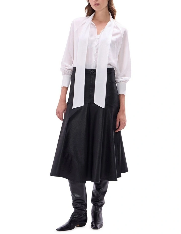 Cosmic Coated Denim Skirt in Black image 1