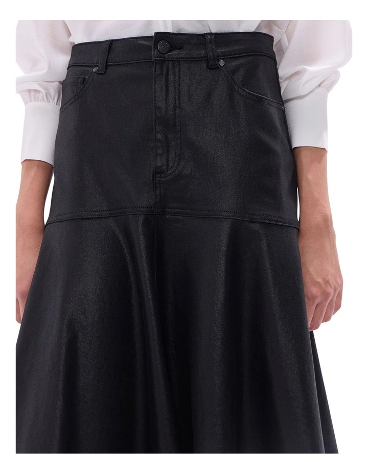 Cosmic Coated Denim Skirt in Black image 3