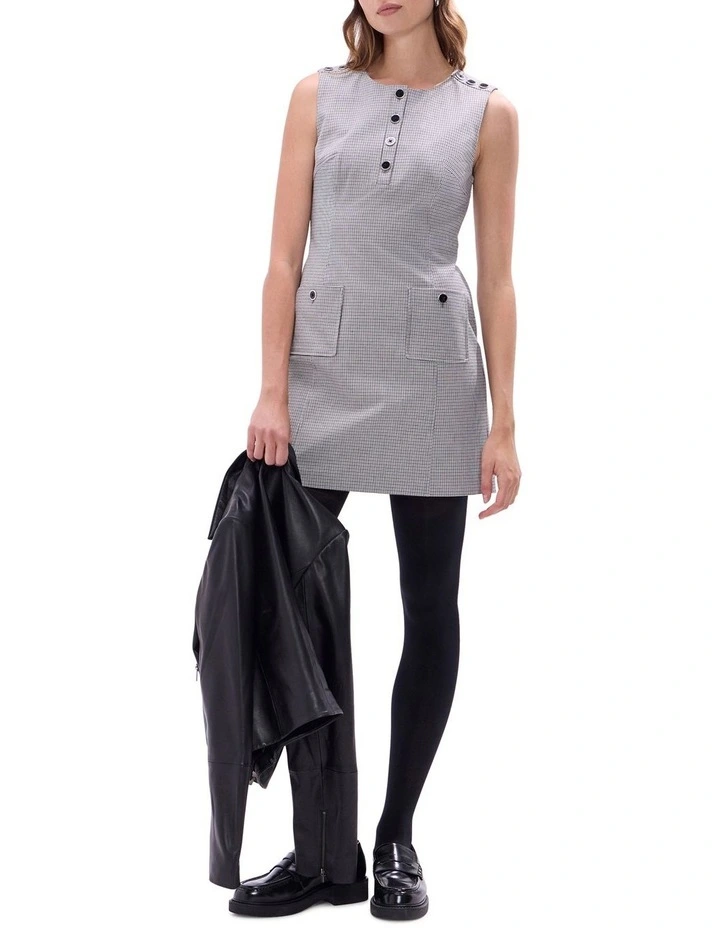 Dawn Check Mini Dress in Grey image 1