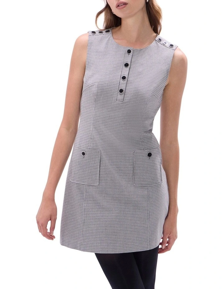 Dawn Check Mini Dress in Grey image 2