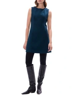 Feyre Felted Wool Mini Dress in Deep Forest