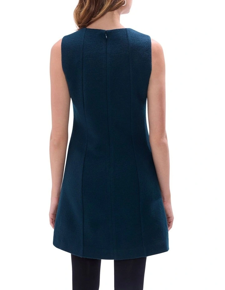 Feyre Felted Wool Mini Dress in Deep Forest image 4