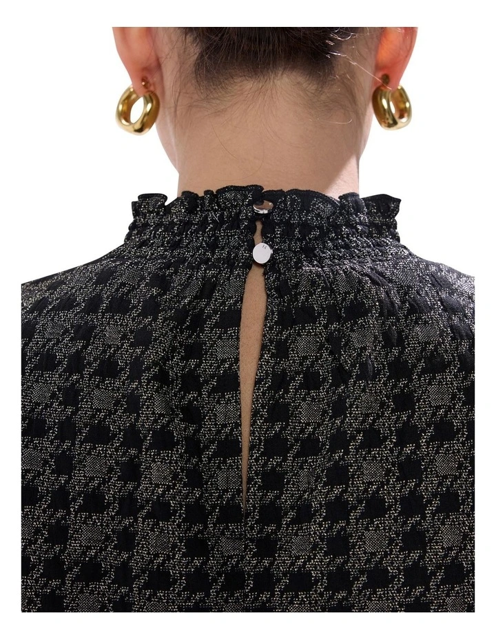 Cece Houndstooth Top in BlackMulti image 3