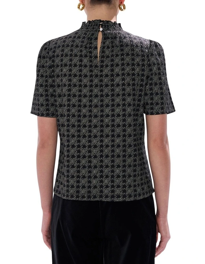 Cece Houndstooth Top in BlackMulti image 4