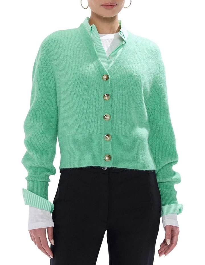 Carey Wool Blend Cardigan in Apple Green image 1