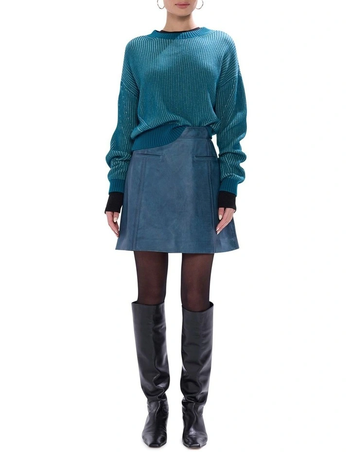 Connie Contrast Knit Jumper in Teal image 2