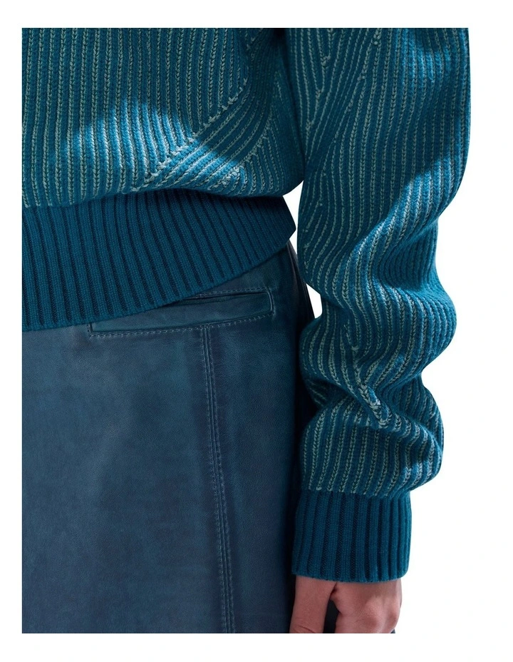 Connie Contrast Knit Jumper in Teal image 3