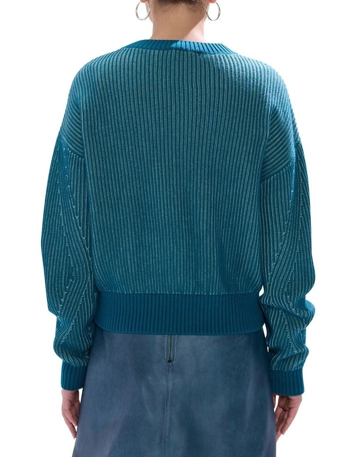 Connie Contrast Knit Jumper in Teal image 4