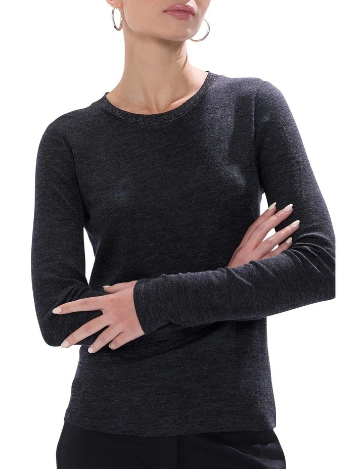 Bellamy Babywool Top in Charcoal Melange image 1