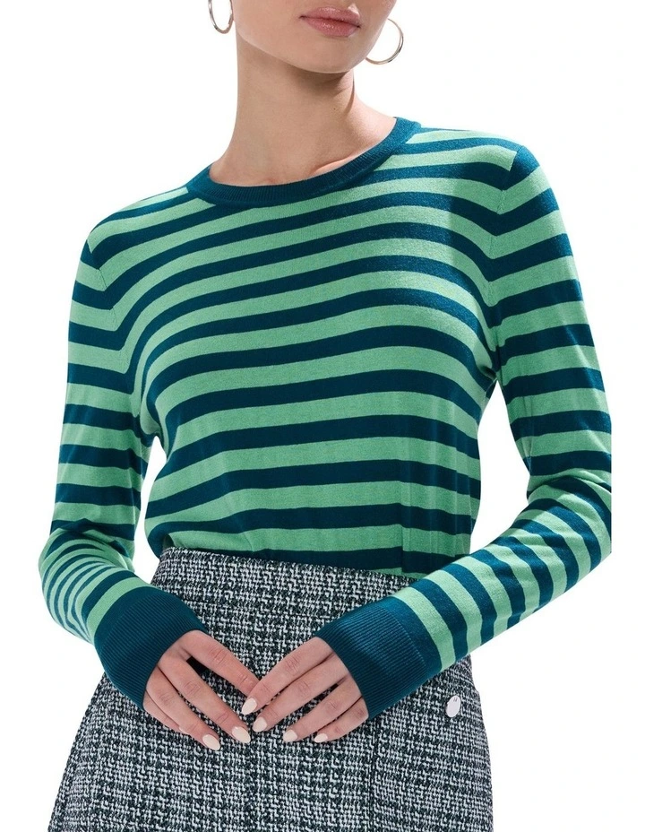 Let Go Csc Stripe Knit in Green Stripe image 1