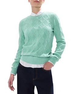 Sarah Cotton Speckle Knit Jumper in Apple Green