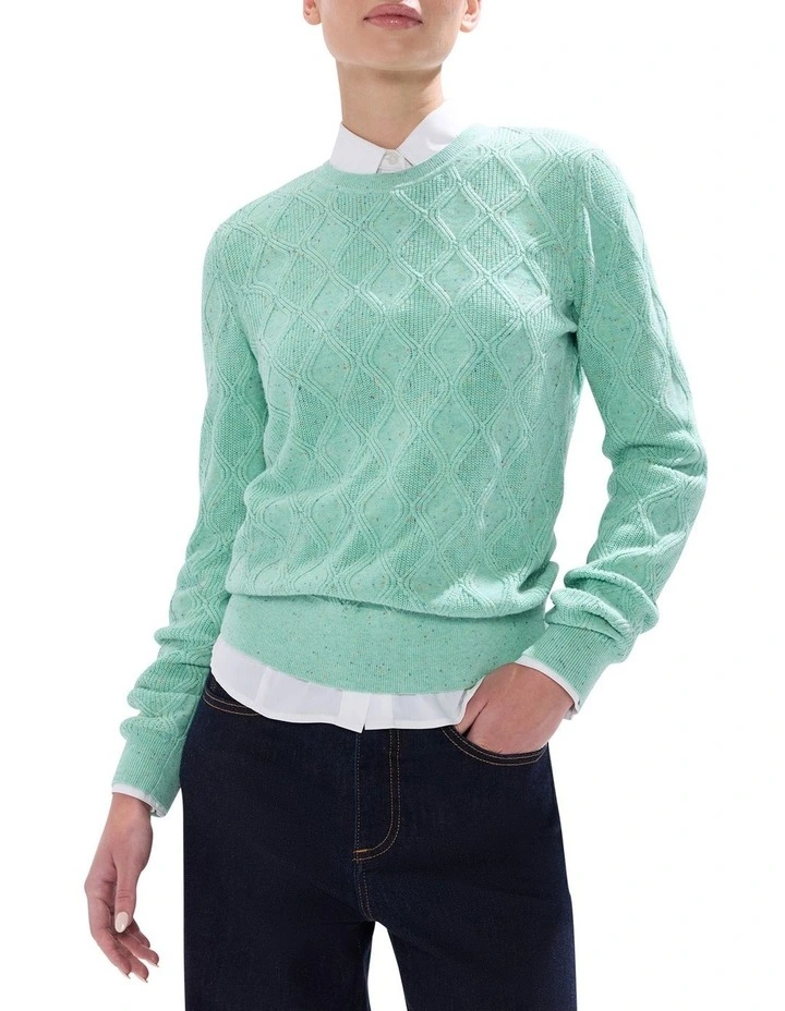 Sarah Cotton Speckle Knit Jumper in Apple Green image 1