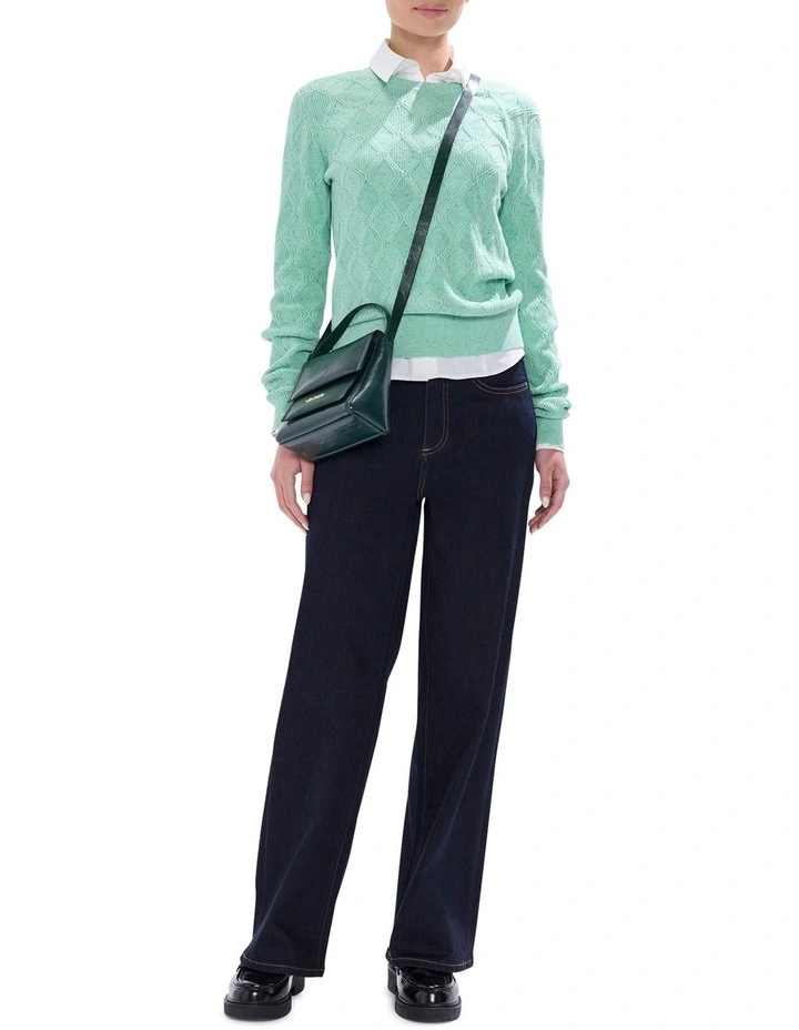 Sarah Cotton Speckle Knit Jumper in Apple Green image 2