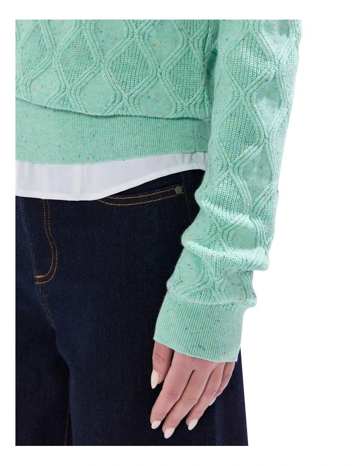 Sarah Cotton Speckle Knit Jumper in Apple Green image 3