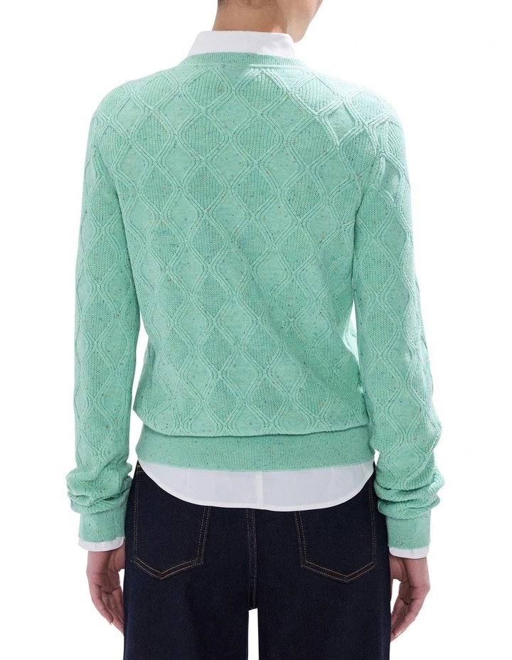 Sarah Cotton Speckle Knit Jumper in Apple Green image 4