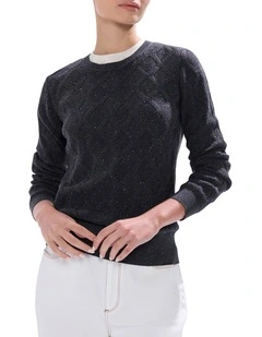 Sarah Cotton Speckle Knit Jumper in Charcoal