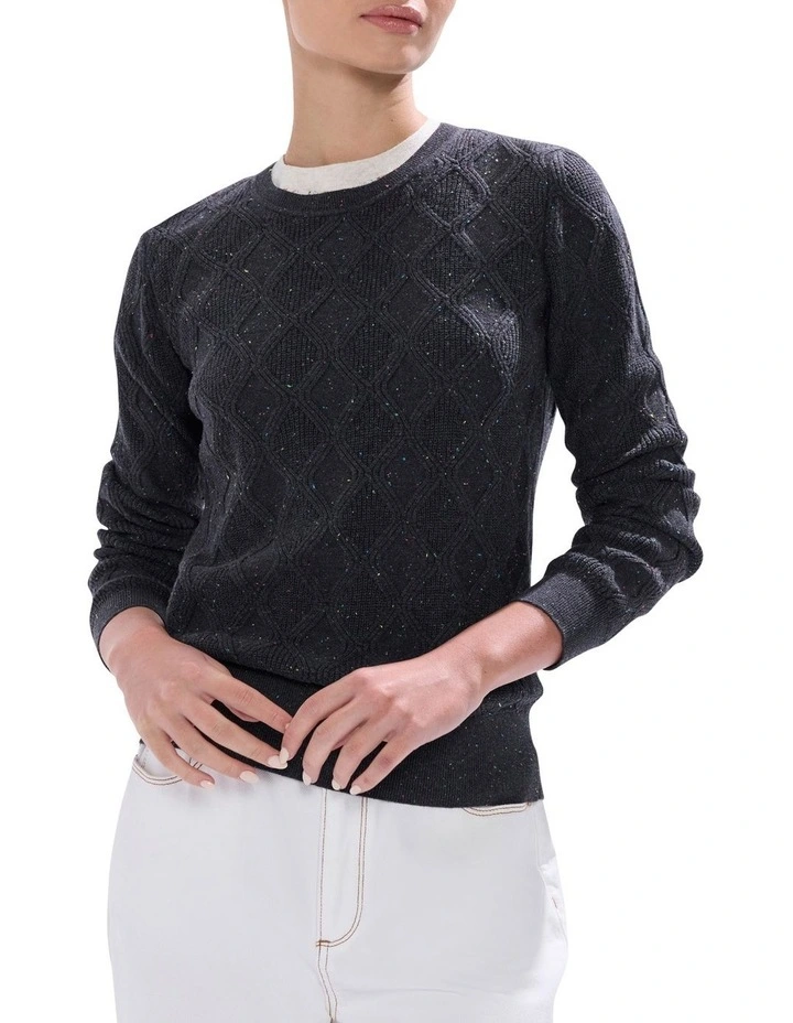 Sarah Cotton Speckle Knit Jumper in Charcoal image 1