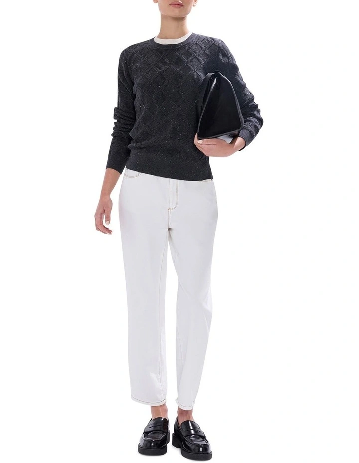 Sarah Cotton Speckle Knit Jumper in Charcoal image 2