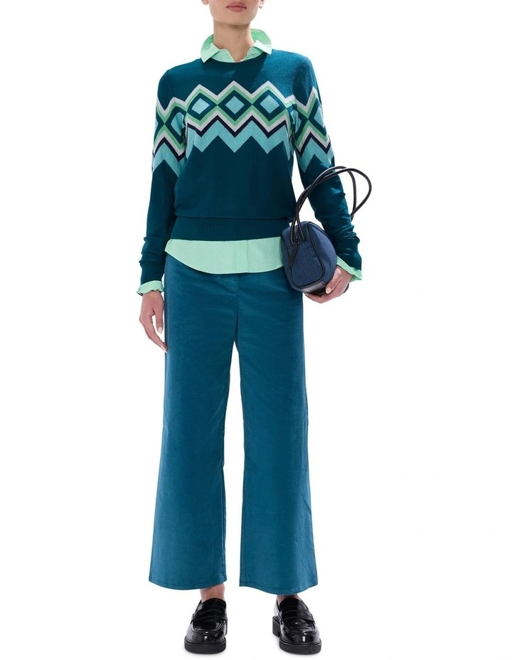 Suzie Csc Argyle Knit Jumper in Teal image 2