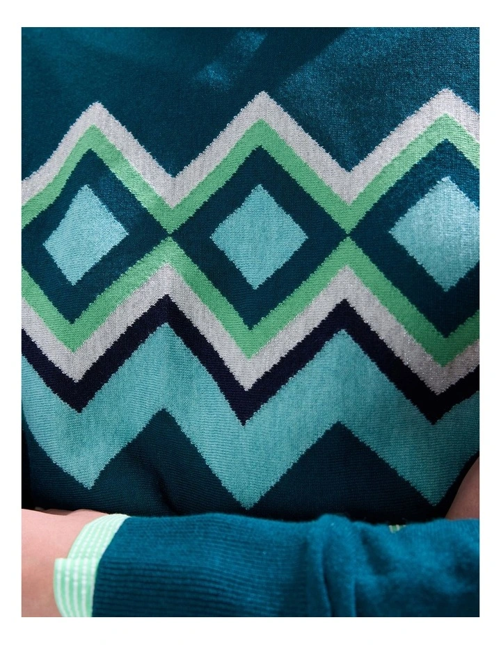 Suzie Csc Argyle Knit Jumper in Teal image 3
