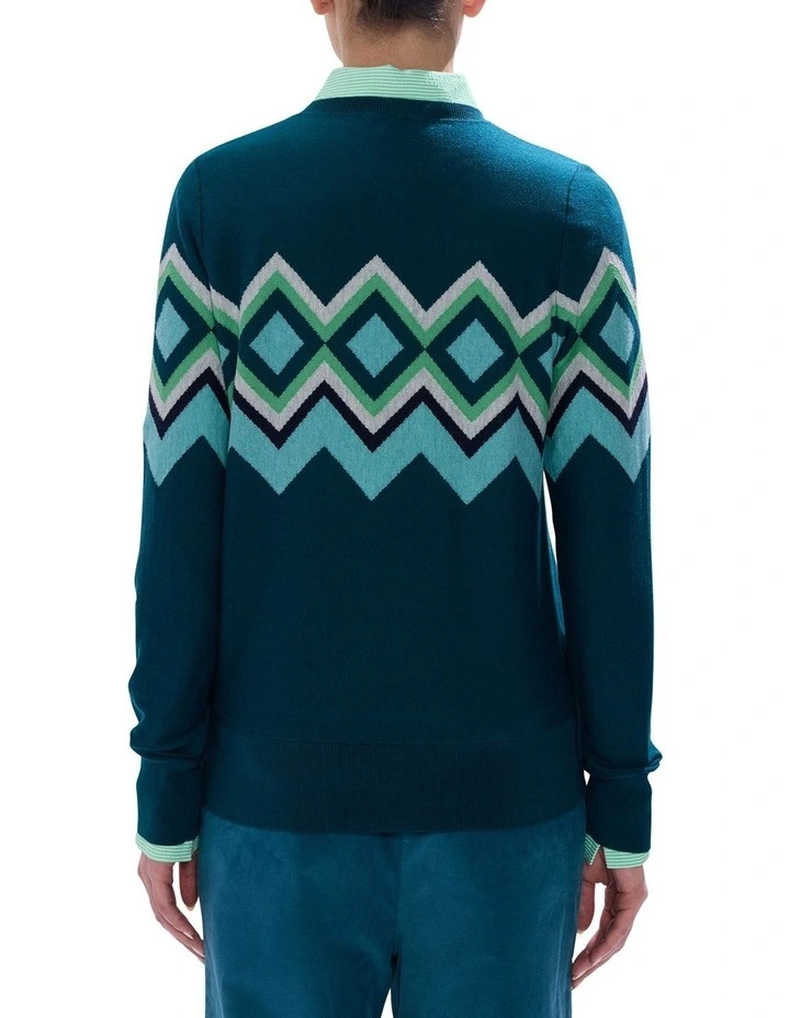 Suzie Csc Argyle Knit Jumper in Teal image 4