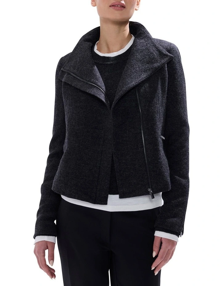 Lani Felted Wool Jacket in Charcoal Melange image 1