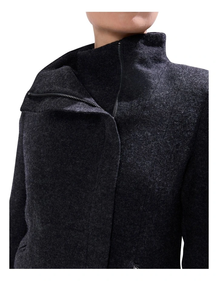 Lani Felted Wool Jacket in Charcoal Melange image 3