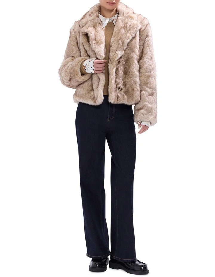 Debra Faux Fur Jacket in Light Biscuit image 2
