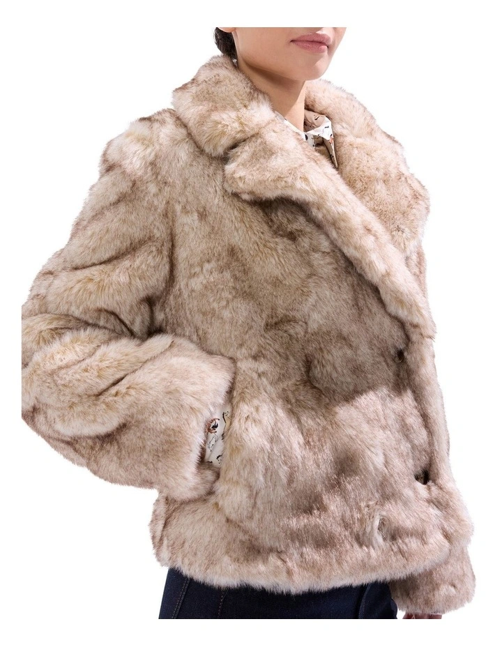 Debra Faux Fur Jacket in Light Biscuit image 3