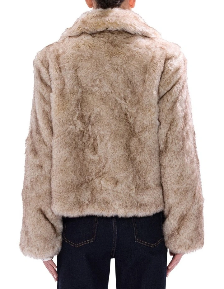Debra Faux Fur Jacket in Light Biscuit image 4