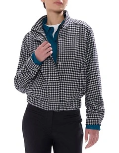 Quinn Houndstooth Bomber in Black/White