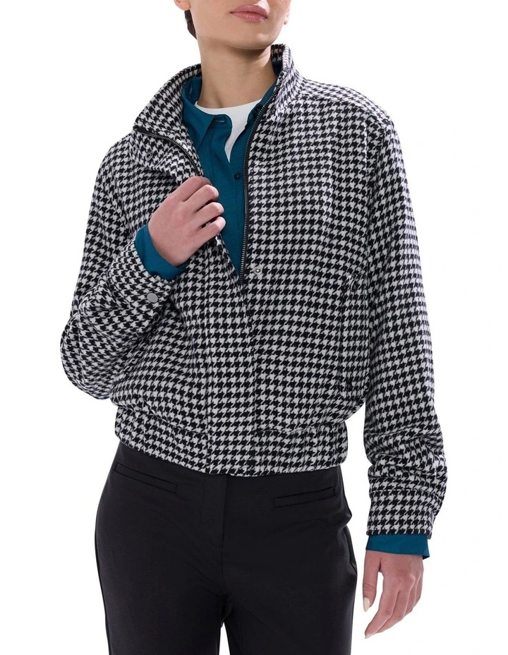 Quinn Houndstooth Bomber in Black/White image 1