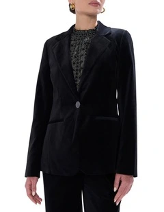 Nala Velvet Blazer in Black