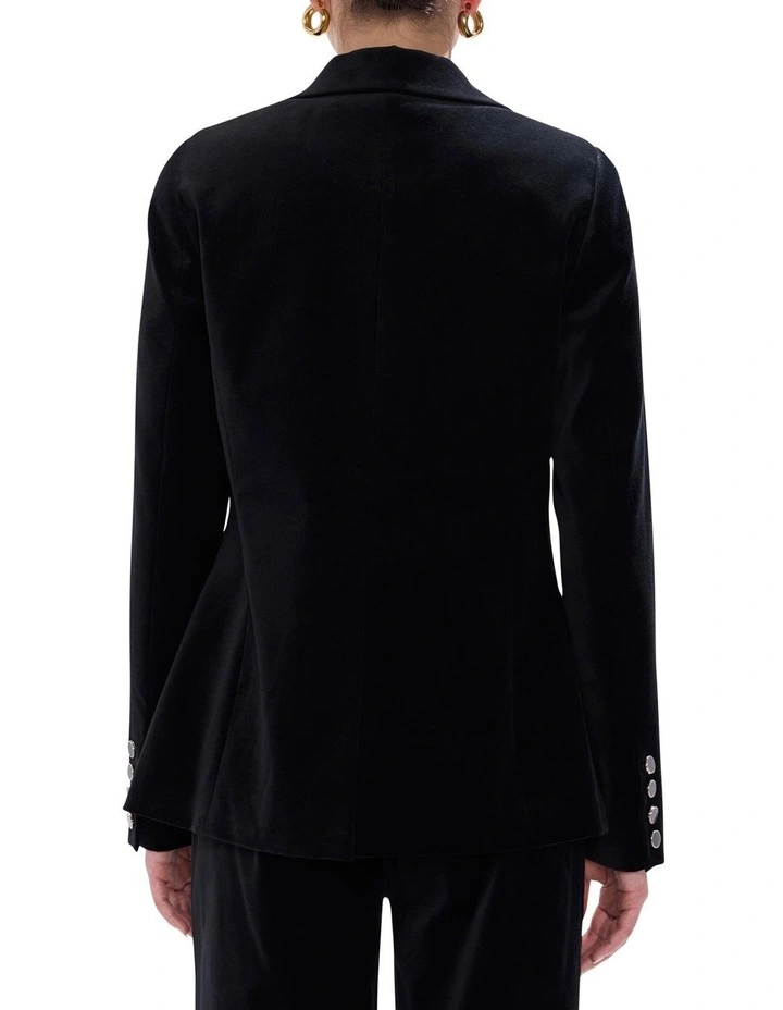 Nala Velvet Blazer in Black image 4