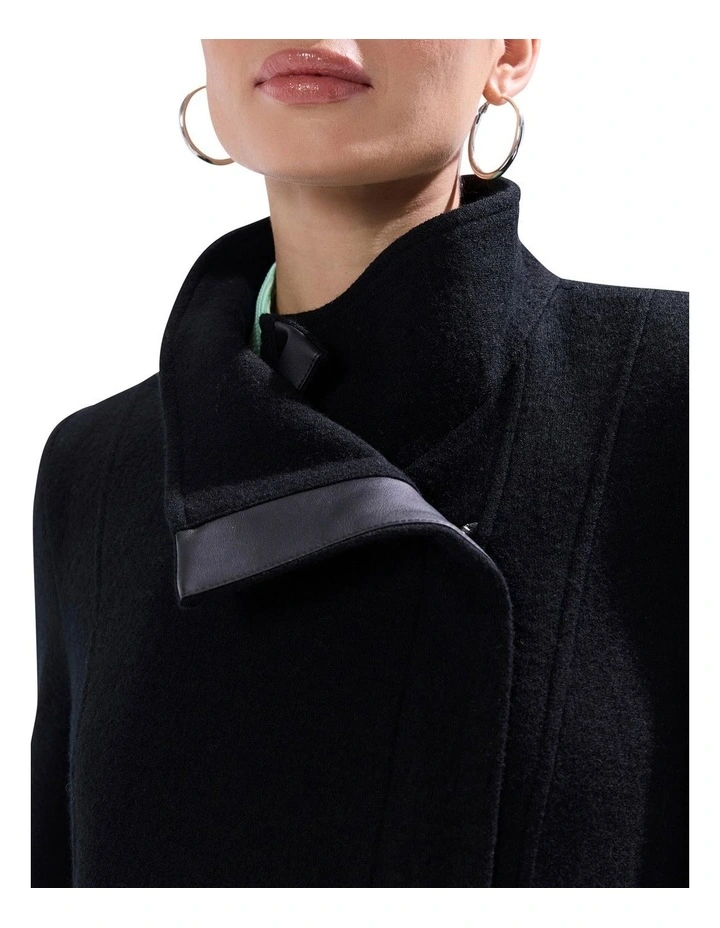 Sophie Felted Wool Coat in Black image 3