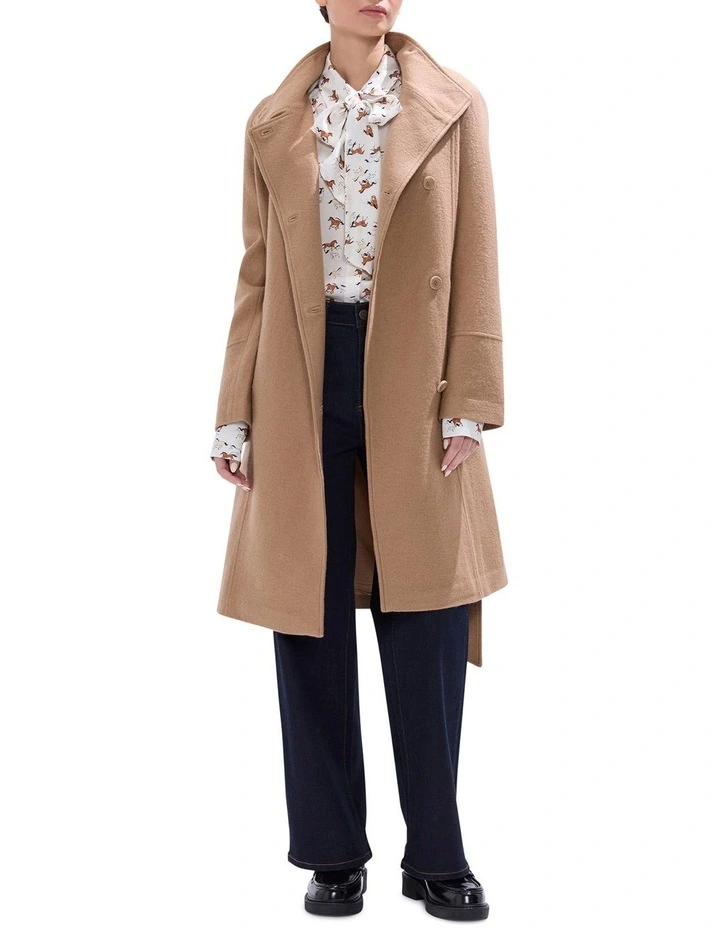 Francesca Felted Wool Coat in Camel image 2