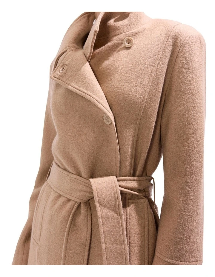 Francesca Felted Wool Coat in Camel image 3