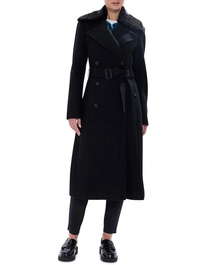 Isabella Felted Wool Coat in Black image 2