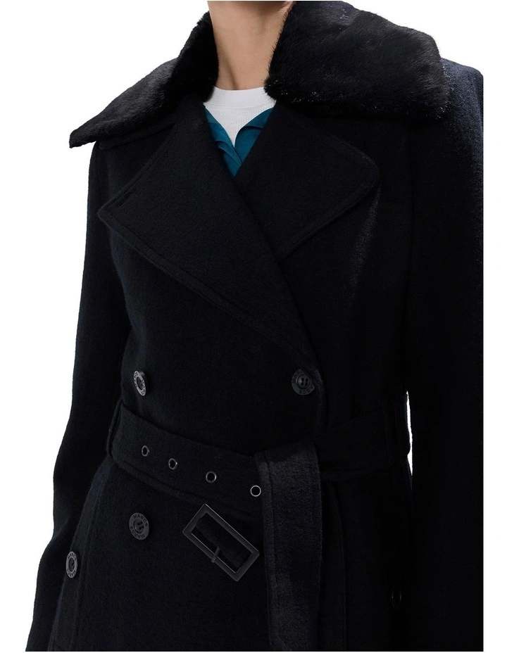 Isabella Felted Wool Coat in Black image 3