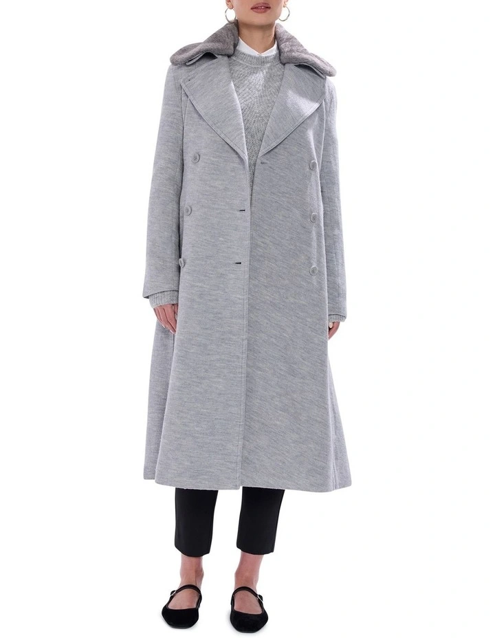 Isabella Felted Wool Coat in Grey Melange image 2